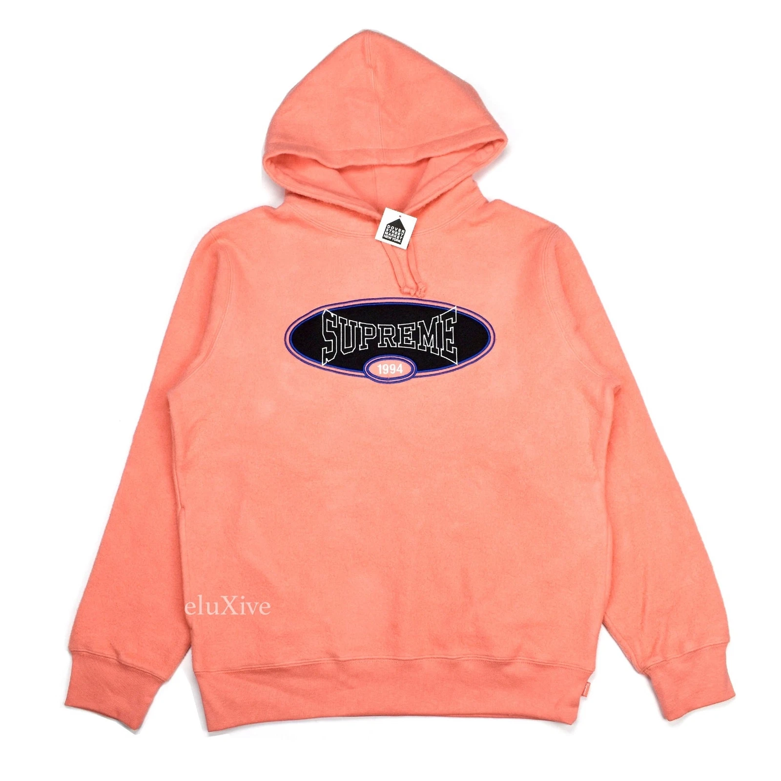 Sweat à capuche logo polaire inversé rose corail suprême XL SS18 AUTHENTIQUE neuf avec étiquette
