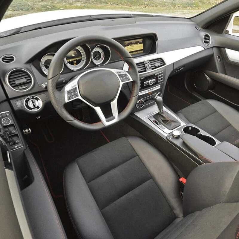 Cubierta de embellecedor de volante plateada para Mercedes Benz W204 W207 W212 Clase C CLA250 Foto 4 de 4