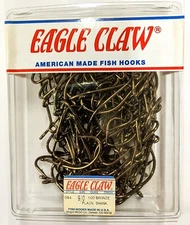 Eagle Claw 084-9/0 Plain Shank Offset Fishing Hook Size 9/0 Curved Point