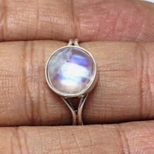 Natural Moonstone Gemstone 925 Sterling Silver Wedding Ring Gift For Her C-284