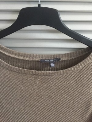 Lisa Rinna Collection Overlay LS. Knit Sweater Light Taupe Sz S | eBay