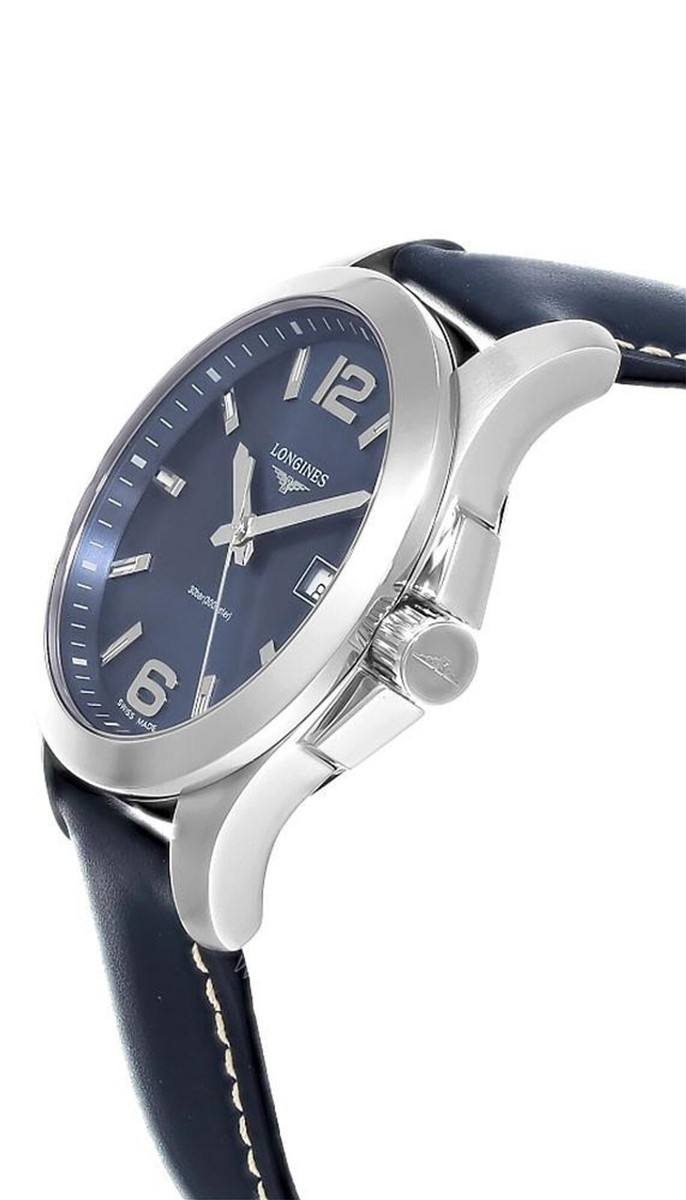Longines Conquest Quartz 41 MM Blue Leather Mens Watch L37594960