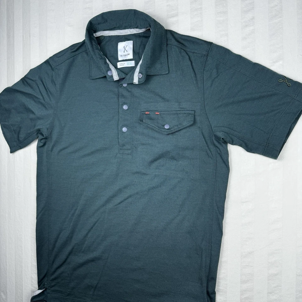Camisa polo masculina Kitsbow XS Merino Blend desempenho bolso de pressão pequeno furo - Imagem 4 de 4