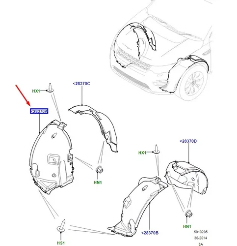 LR RRVELAR L560 Front Right Wheel Housing Liner Front Part LR127161 NEW GENUINE