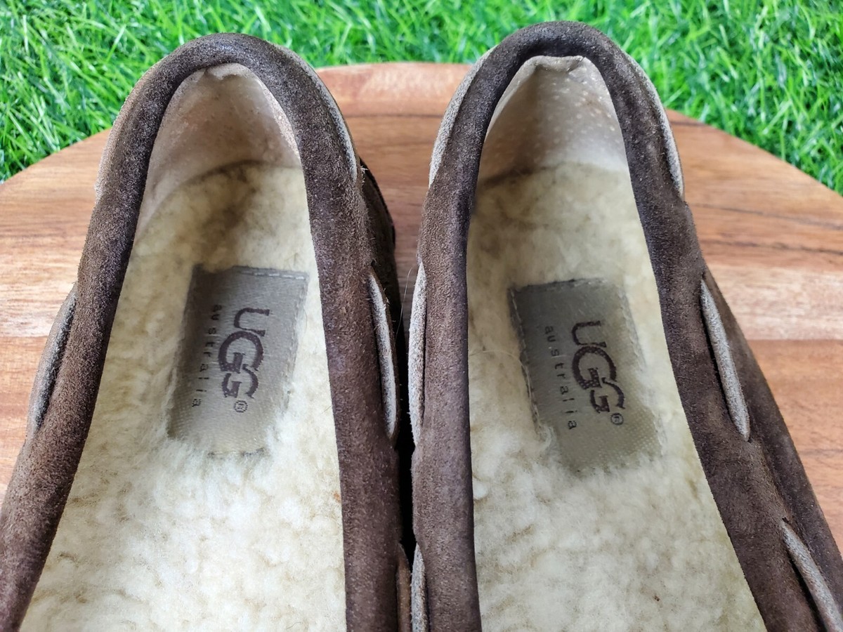 UGG Australia Brown Leather Slip-on Loafers 8 Luxurious Comfort: Chocolate Sheepskin Ugg Loafers Made in  main image 4