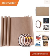 3 Pack PTFE Teflon Sheet 12 x 16" and 3 Rolls 10mm X 33m Heat Resistant Subli...