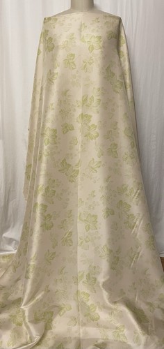 Exquisite Silk Shantung Features Light Green on a Cream Background Fabric 54" - Picture 11 of 14