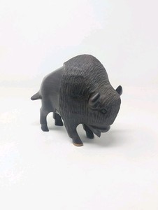 Vintage Ironwood Hand-Carved Wood Buffalo Bison Sculpture 5.5" Tall 6" Long