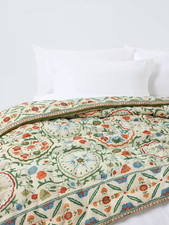 John Lewis Keya Suzani Quilted Cotton & Linen Bedspread 220 x 220cm - Multi A