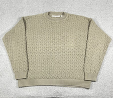 Perry Ellis Sweater Mens L Textured Cable Knit Made USA Pullover 90s Crewneck