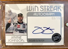 JIMMIE JOHNSON PRESS PASS SIGNINGS WIN STREAK AUTOGRAPH CARD SP 3/15 HTF - MINT