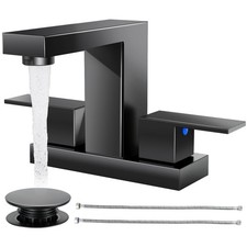 Cobbe Bathroom Faucets for Sink 3 Hole, Matte Black Bathroom Sink Faucet Squa...