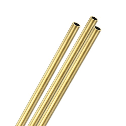 3-Pack Brass Round Tube, 8mm OD 1mm Thick 300mm Length Straight Pipe Tubing