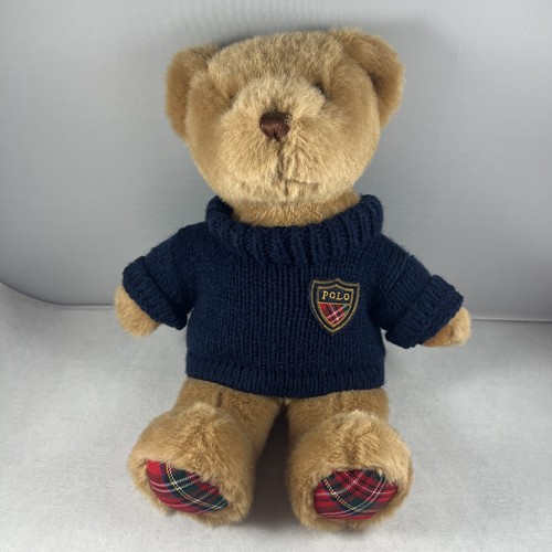Ralph Lauren Polo Teddy Bear Plush Stuffed Animal 2008 15.5”Retired Knit Sweater