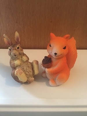 Easter Bunny Spring Rabbit Fall Squirrel Figures Figurines Easter Decorations