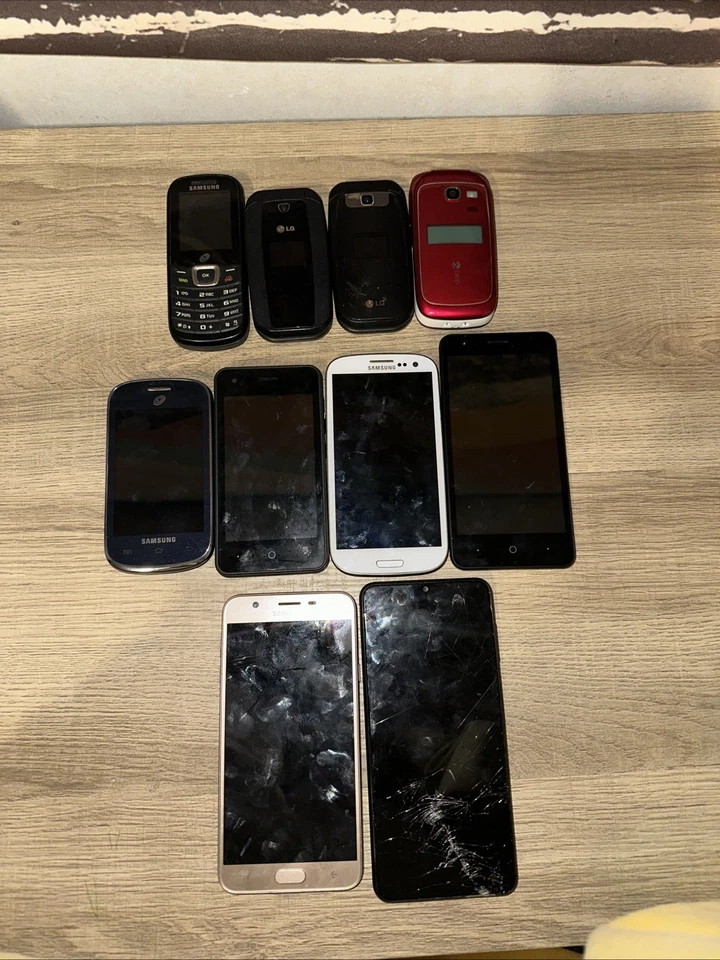 Lote de 10 redes de teléfono celular sin probar, desconocidas, para uso o para piezas Foto 2 de 4