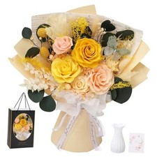 Preserved Flowers for Delivery, 6 Roses Bouquet, Birthday Gifts for Yellow