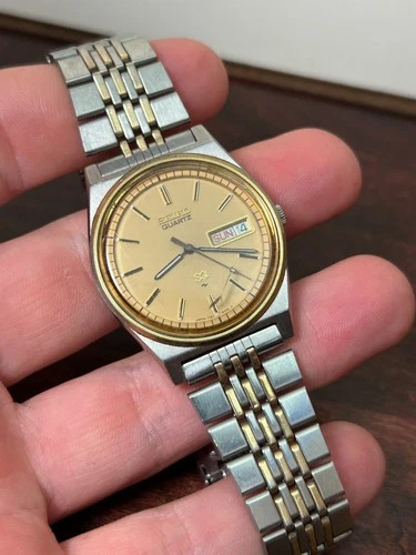Vintage Seiko Watch Men 7123- 8439 Gold Silver Tone 35mm - For Repair