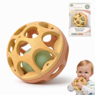 ROHSCE Baby Toys 6-12 Months, Wheat Straw Rattle Ball Teething Yellow 