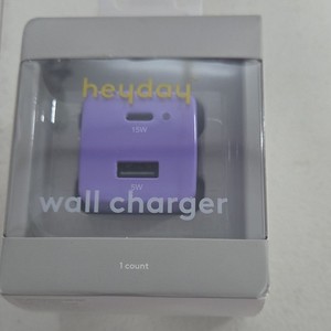heyday Wall Charger 20W Max USB-C 15W + USB-A 5W 2-Port Purple Universal