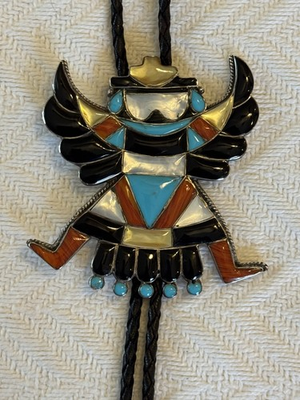 #ad #ad Zuni Inlaid Stone and Sterling Eagle Dancer bolo $250.00