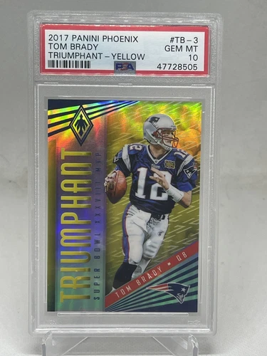 2017 Panini Phoenix Tom Brady Triumphant-Yellow /25 Psa 10 GEM MINT TB-3