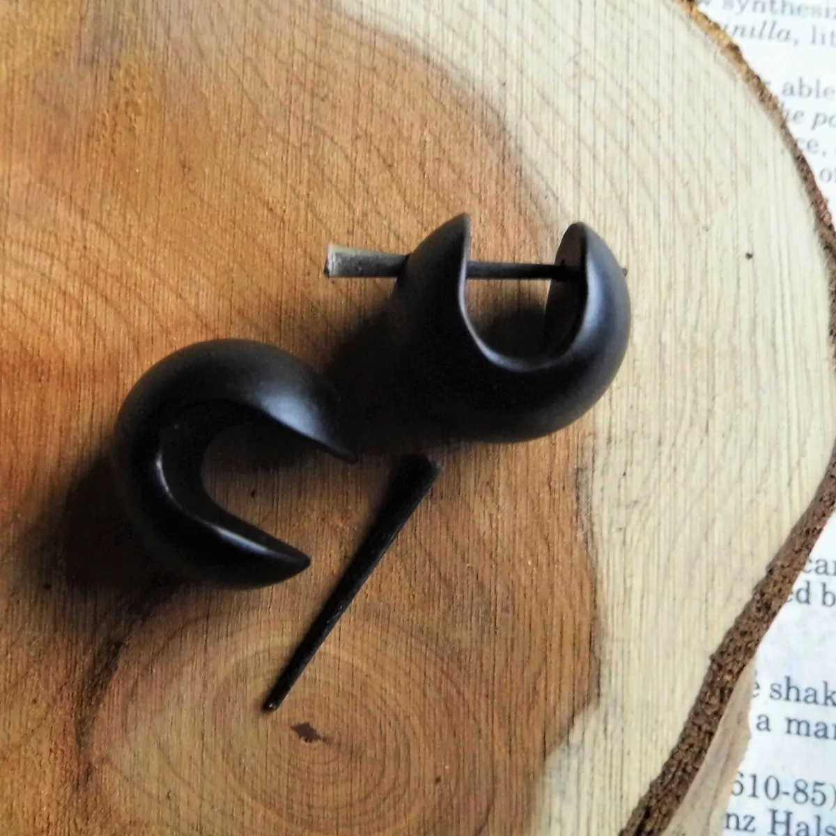 Small wooden deals hoop earrings
