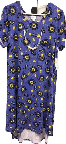 Abito nuovo con etichette LuLaRoe grande pervinca nero oro medaglioni maglia morbida Carly Swing
