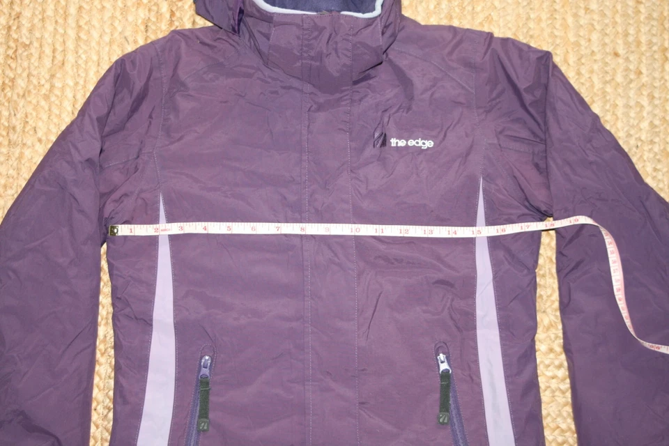Chaqueta de esquí The Edge para mujer talla 8 púrpura poliamida con capucha forro acolchado usada Foto 2 de 4