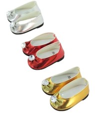 Silver Red Gold Ballet Flats w/ Rhinestone fit 18" American Girl Size Doll