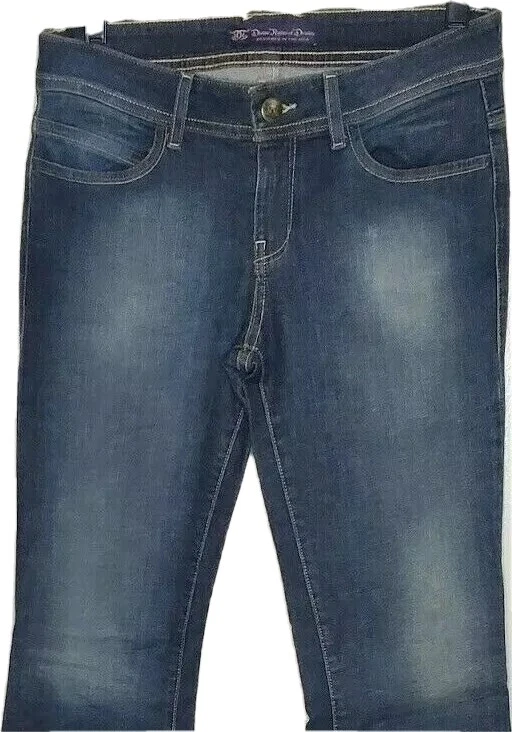 Pantalones de mezclilla Devine Rights of Y2K para mujer azules desgastados elásticos acampanados W 30 L 34 Foto 3 de 4