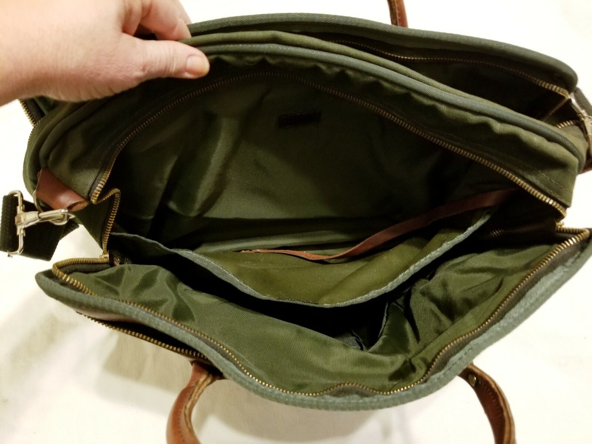 Portefeuille Sacoche Oxford Cuir JW Hulme Co - Vert, Toile Et Cuir - Occasion Excellent état