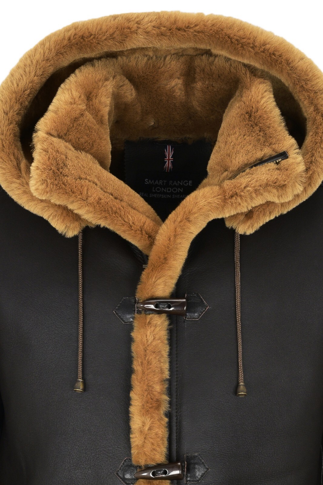 ALTRA Cappotto borsone uomo pelle di pecora marrone pelliccia di zenzero cappuccio 100% shearling ivar