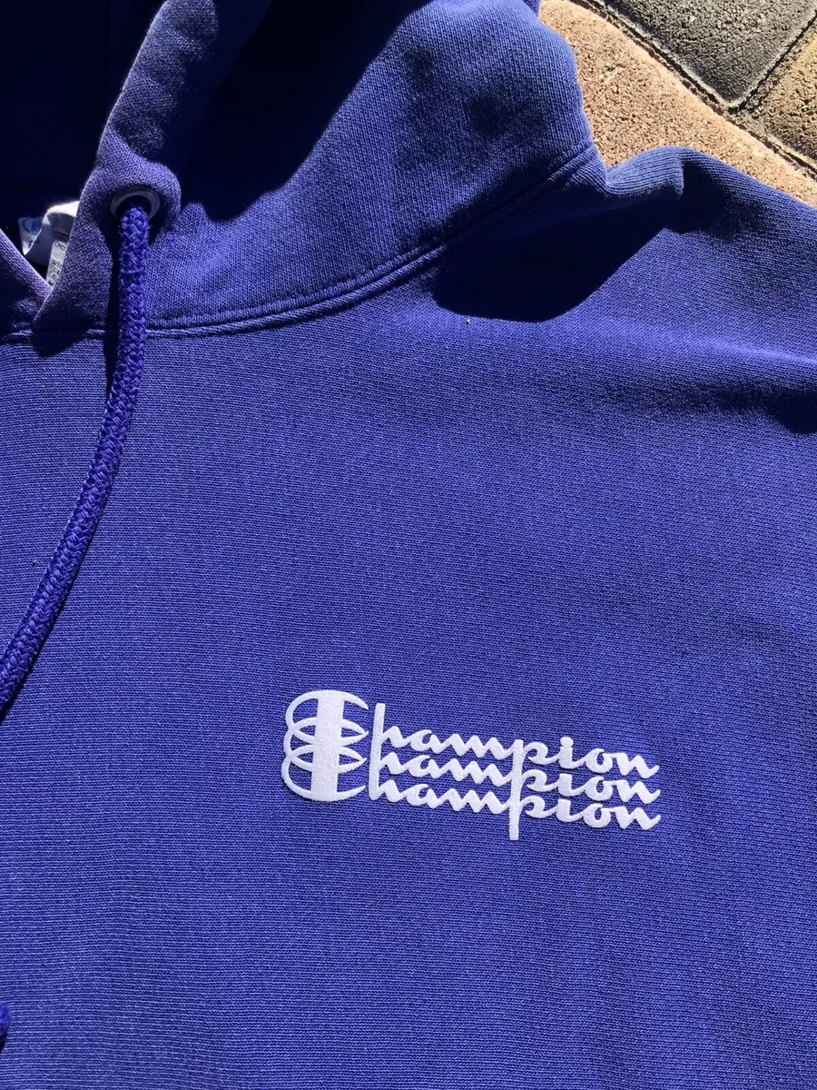 Hoodie Reverse Weave Script Logo - White Champion x Beams