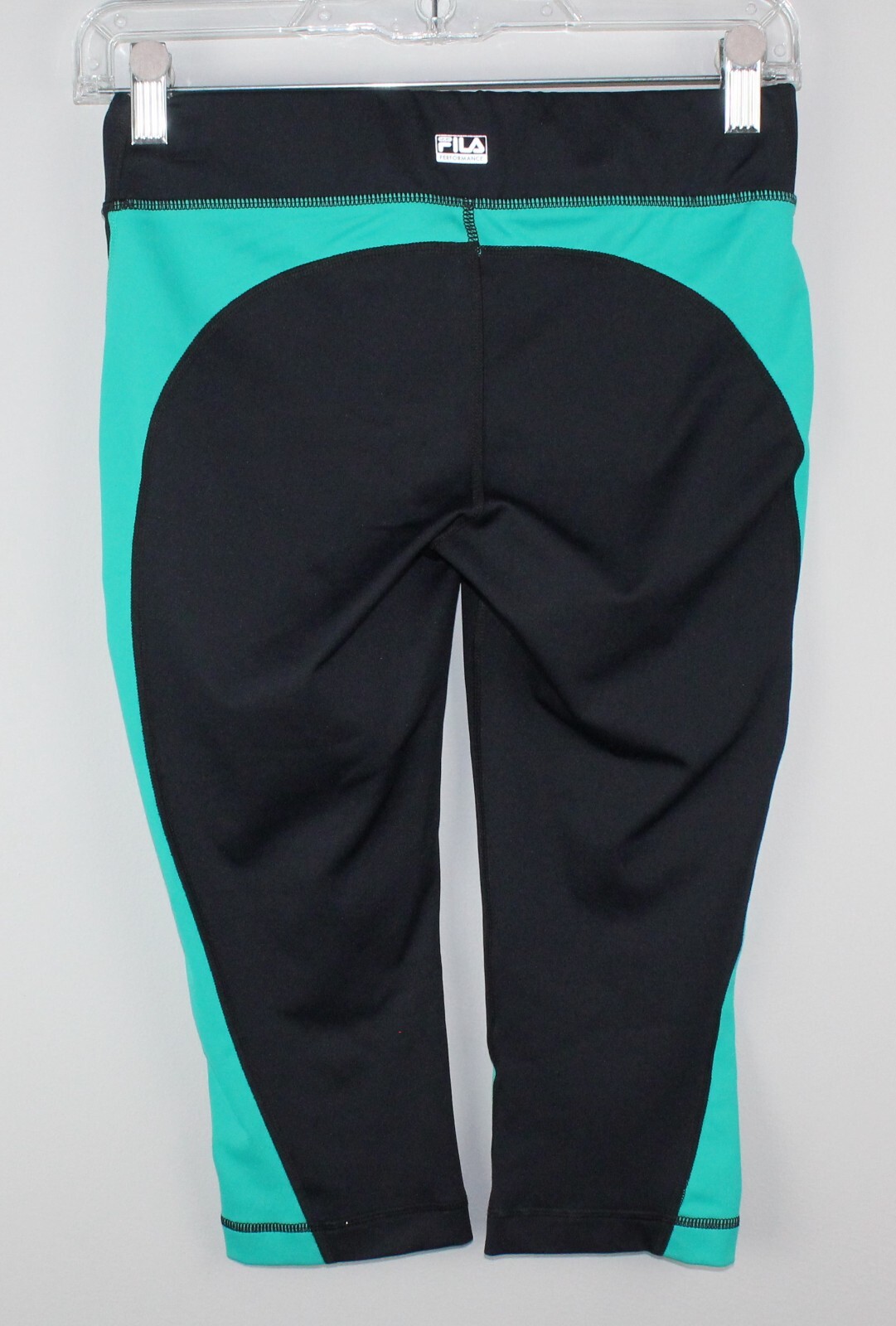 Leggings donna FILA nero verde vita media Capri taglia XS elastico in vita