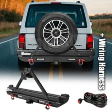 YEEGO Steel Rear Bumper W/ Tire Carrier For Jeep Cherokee XJ 1984-2001 Black