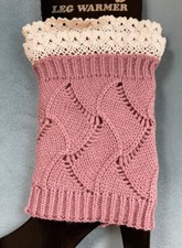 Leg Warmers/ Boot Toppers With Lace Pink