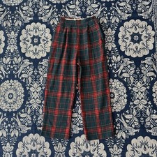 Vintage 1940s Plaid Wool Side Zip Trousers 25  Waist