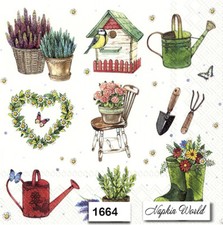  1664 TWO Individual Paper Luncheon Decoupage Napkins - GARDEN PLANTS SUPPLIES