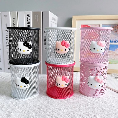 Sanrio Hello Kitty Stifthalter rund, süße Deko für Schreibtisch & Fans