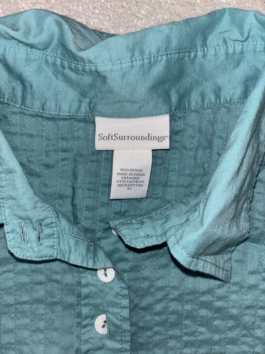 soft surroundings blue button down flowy shirt XL Cotton | eBay