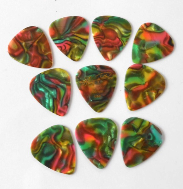 10 x GREEN TORTOISESHELL STYLE CELLULOID 0.96MM HEAVY GUITAR PICKS PLECTRUMS NEW