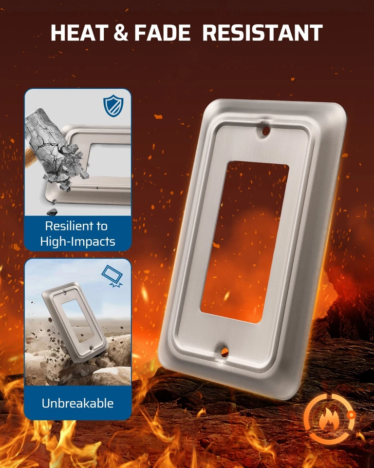 DEWENWILS 4-Pack Brushed Nickel Outlet Covers & Switch Plates Metal Wall Plates - Image 3 of 4