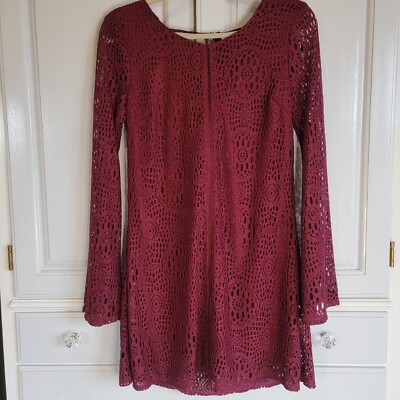 Speechless Womens Burgundy Eyelet Long Sleeve Jewel Neck Mini Sheath Dress Juniors Size: Xs Speechless Womens Burgundy Eyelet Long Sleeve Jewel Neck Mini Sheath Dress Juniors Size: Xs