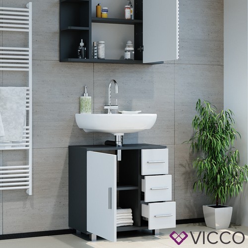 Conjunto de muebles de baño VICCO ILIAS blanco antracita - 2 piezas - Imagen 5 de 8
