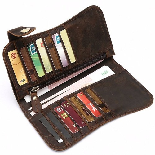 Cartera retro de cuero para hombre con cadena para motociclista camionero chequera billetera - Imagen 7 de 22