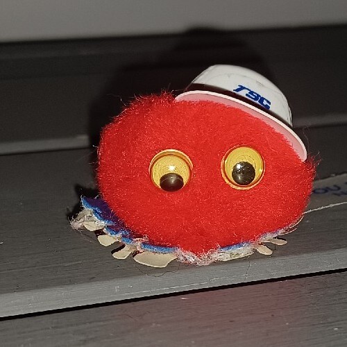 Fuzzy Pom Pom TSC Trucking Red White Weepul Ball Hat Sticky Feet Googly