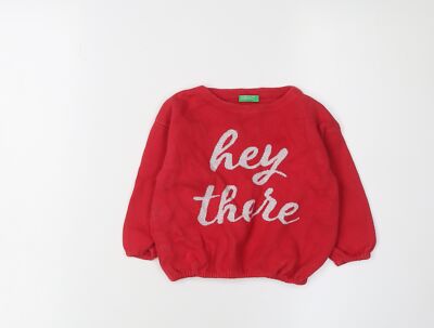 Benetton Mädchen Strickpullover Pullover rot 1-2 Jahre Freizeitkleidung