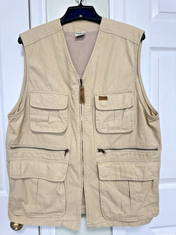 Rainforest Cafe Zip Up Vest Medium Beige Hunting Safari Fishing