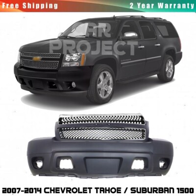 Front Bumper Cover & Grille Kit For 2007-2014 Chevrolet Tahoe / Suburban 1500